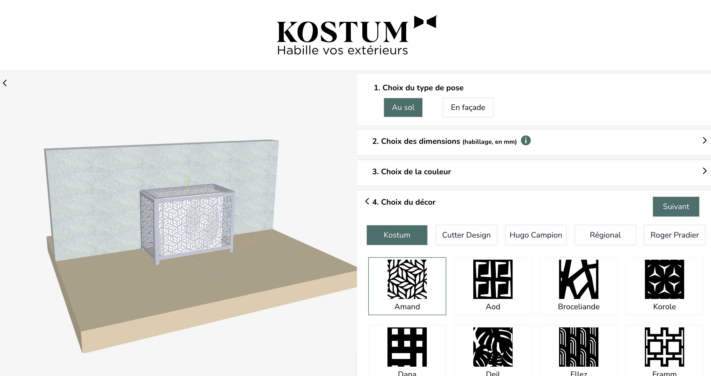 3d  configurator for outdoor decoration